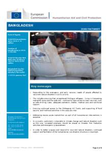 BANGLADESH ECHO FACTSHEET shortage Facts & Figures Total EU humanitarian aid in 2013: € 11