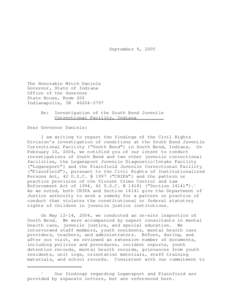 South Bend Juvenile Findings Letter - September 9, 2005