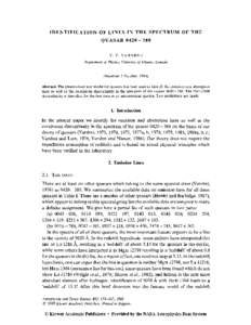 IDENTIFICATION OF L I N E S I N T H E S P E C T R U M OF T H E  Q U A S A RY . P. VARSHNI Department of Physics, University of Ottawa, Canada