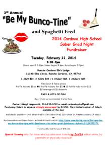 3rd Annual  and Spaghetti Feed 2014 Cordova High School Sober Grad Night Fundraiser
