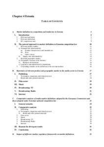 Chapter 4 Estonia TABLE OF CONTENTS A.  Market definition in competition and media law in Estonia