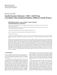 Insulin Receptor Substrate-1 (IRS-1) Gly927Arg: Correlation with Gestational Diabetes Mellitus in Saudi Women