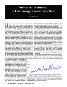 Indicators of Interest in Low Energy Nuclear Reactions David J. Nagel Most scientists seem to be busy with their own interests, and undreds of scientists, engineers and others have