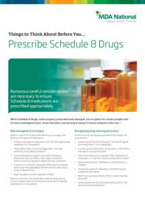 Things to Think About Before You...  Prescribe Schedule 8 Drugs Numerous careful considerations are necessary to ensure