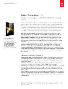 Adobe FrameMaker 11 Datasheet  Adobe® FrameMaker® 11