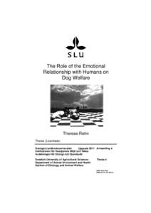 The Role of the Emotional Relationship with Humans on Dog Welfare Therese Rehn Thesis (Licentiate)