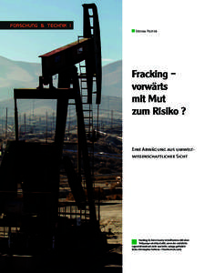 Forschung & Technik I Stefan Peiffer Fracking – vorwärts mit Mut