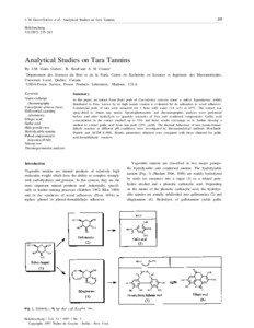 Analytical Studies on Tara Tannins