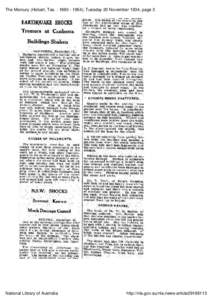 The Mercury (Hobart, Tas. : [removed]), Tuesday 20 November 1934, page 3 . graph.  EARTHQUAKE