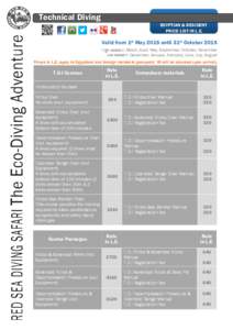 Technical Diving  EGYPTIAN & RESIDENT PRICE LIST IN L.E.  Valid from 1st May 2015 until 31st October 2015