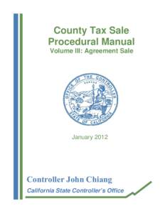 County Tax Sale Procedural Manual Volume III: Agreement Sale January 2012