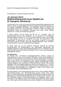 Bericht für Homepage des Bürgervereins FR-St.Georgen  Der Bürgerverein Freiburg-St.Georgen informiert: