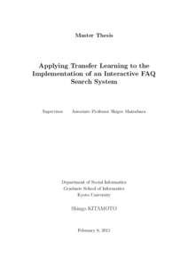 Master Thesis  Applying Transfer Learning to the Implementation of an Interactive FAQ Search System