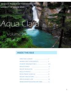GRADUATE PROGRAM OF HYDROLOGIC SCIENCES UNIVERSITY OF NEVADA, RENO Aqua Clara Volume 25 Issue 2