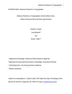 Reference Production in Young Speakers 1 RUNNING HEAD: Reference Production in Young Speakers