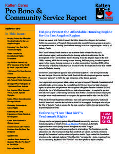 Katten Cares  Pro Bono & Community Service Report September 2012