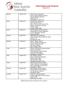 Client States and Contacts May 2014 Alabama  adopted 10/03