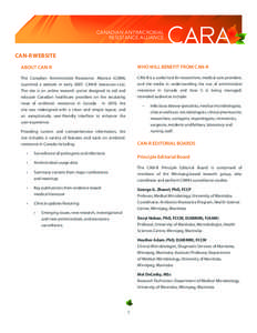 CANADIAN ANTIMICROBIAL RESISTANCE ALLIANCE CAN-R WEBSITE ABOUT CAN-R