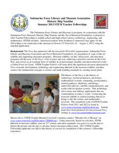 Naval Historical Foundation – National Museum of the United States Summer 2011 Curriculum Development Fellowships