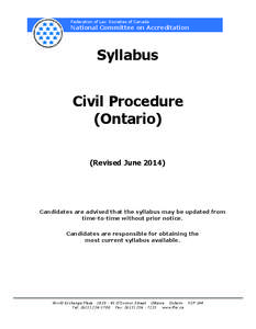 Federation of Law Societies of Canada  National Committee on Accreditation Syllabus Civil Procedure