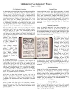 Tridentine Community News June 11, 2006 The Tridentine Calendar National Feasts