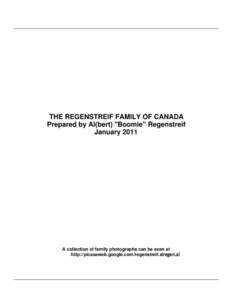 THE REGENSTREIF FAMILY OF CANADA Prepared by Al(bert) 