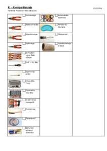 K - KleingerätekisteFehlende Positionen bitte ankreuzen Kombizange