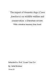 The impact of domestic dogs (Canis familiaris) on wildlife welfare and conservation: a literature review.