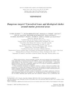 AQUATIC CONSERVATION: MARINE AND FRESHWATER ECOSYSTEMS  Aquatic Conserv: Mar. Freshw. Ecosyst. 13: 353–[removed]Published online 8 April 2003 in Wiley InterScience (www.interscience.wiley.com). DOI: [removed]aqc.583