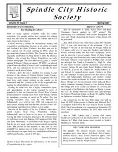 Spindle City Historic Society Volume 10 Issue 1 Spring 2007