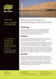Case study: Water availability in the River Nile Assessing the impacts of climate change on the River Nile