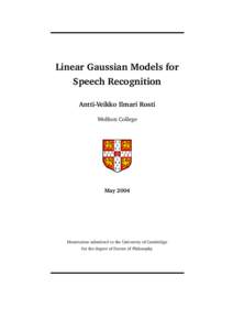 Hidden Markov model / Kalman filter / Markov chain / Mixture model / Expectation–maximization algorithm / Maximum likelihood / Generalized method of moments / Dynamical system / Matrix / Statistics / Markov models / Estimation theory