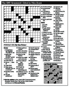 The GNY Crossword | Edited by Mike Shenk[removed]