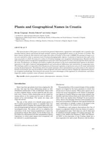 Coll. Antropol[removed]: 927–943 Original scientific paper Plants and Geographical Names in Croatia Hrvoje ^argonja1, Branko \akovi}2 and Antun Alegro3 1