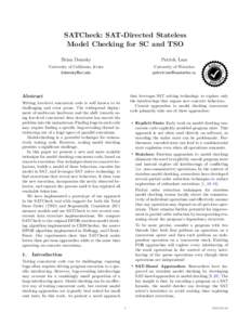 SATCheck: SAT-Directed Stateless Model Checking for SC and TSO tifact * Complete  sis