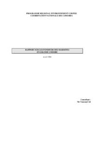 PROGRAMME REGIONAL ENVIRONNEMENT COI/FED COORDINATION NATIONALE DES COMORES RAPPORT SUR LES FONDEURS DES MARMITES EN GRANDE COMORE Avril 1996