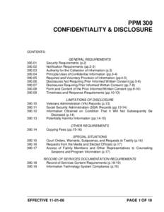 PPM 300 CONFIDENTIALITY & DISCLOSURE CONTENTS:  300.01