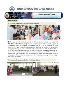 State Alumni Voice A monthly newsletter published by the U.S. Embassy in Muscat Alumni News  sfs