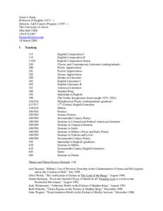 James J. Egan Professor of English[removed]Director, A&S Careers Program[removed]The University of Akron Olin Hall 326B[removed]