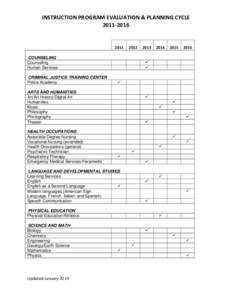 INSTRUCTION PROGRAM EVALUATION & PLANNING CYCLE[removed]2012