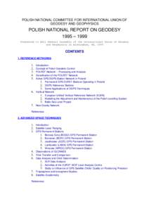 Report on investigations carried out in the Earth Rotation Working Group of the Space Research Centre, PAS, in the years[removed]