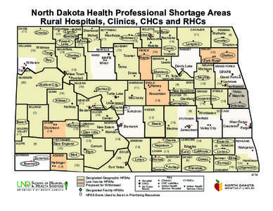 North Dakota Health Professional Shortage Areas Rural Hospitals, Clinics, CHCs and RHCs DIVIDE (11)