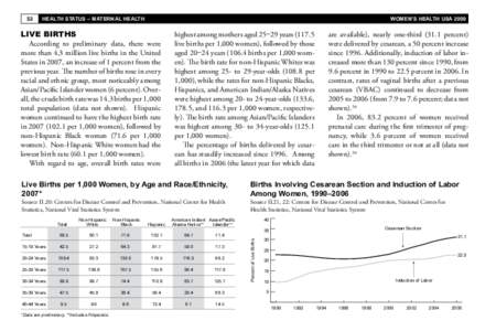 HEALTH STATUS – MATERNAL HEALTH  WOMEN’S HEALTH USA 2009 Live Births According to preliminary data, there were