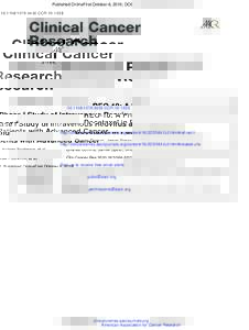 Published OnlineFirst October 6, 2010; DOI:[removed].CCR[removed]REO-10: A Phase I Study of Intravenous Reovirus and Docetaxel in Patients with Advanced Cancer Charles Comins, James Spicer, Andrew Protheroe, et 
