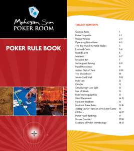 TABLE OF CONTENTS  poker rule book General Rules	 Poker Etiquette