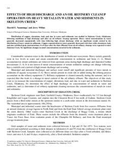 Effects of High Discharge and an Oil Refinery Cleanup Operation on Heavy Metals in Water and Sediments in Skeleton Creek