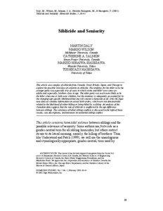 Daly, M., Wilson, M., Salmon, C.A., Hiraiwa-Hasegawa, M., & Hasegawa, T[removed]Siblicide and Seniority. Homicide Studies, 5, 30-45.