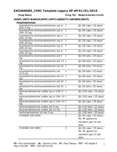 EXCHANGES_CVSC Template Legacy SP eff[removed]Drug Name Drug Tier Requirements/Limits  ADHD/ANTI-NARCOLEPSY/ANTI-OBESITY/ANOREXIANTS