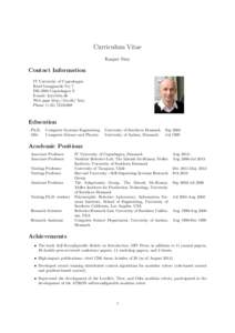 Curriculum Vitae Kasper Støy Contact Information IT University of Copenhagen Rued Langgaards Vej 7