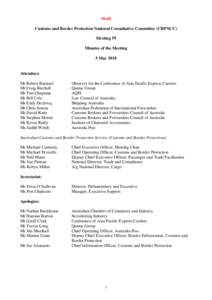 Draft Customs and Border Protection National Consultative Committee (CBPNCC) Meeting 59 Minutes of the Meeting 5 May 2010